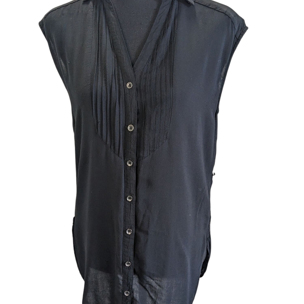 Maeve Black Sleeveless Button-Up Top With Cut Out In Back Size 0